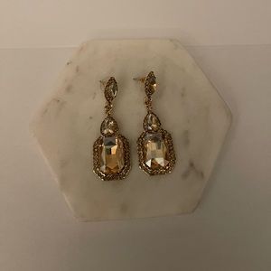 Crystal emerald cut infinity figure 8 chandelier dangling earrings